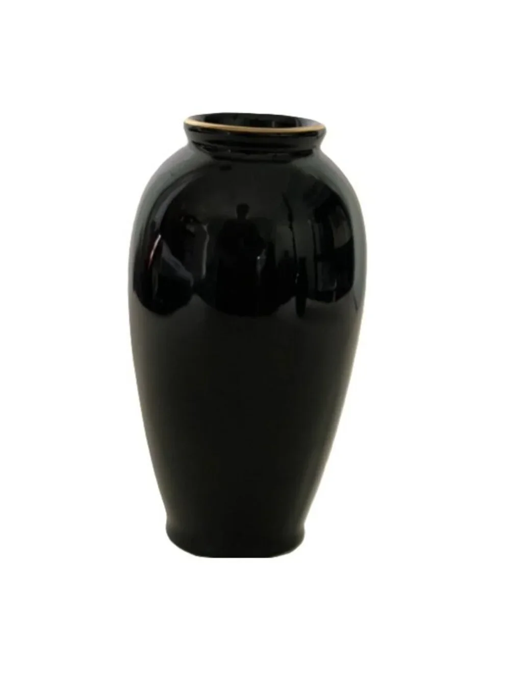 Vintage Japanese Bigei Toki Black Porcelain Bud Vase Gold Silver Floral Iris 6